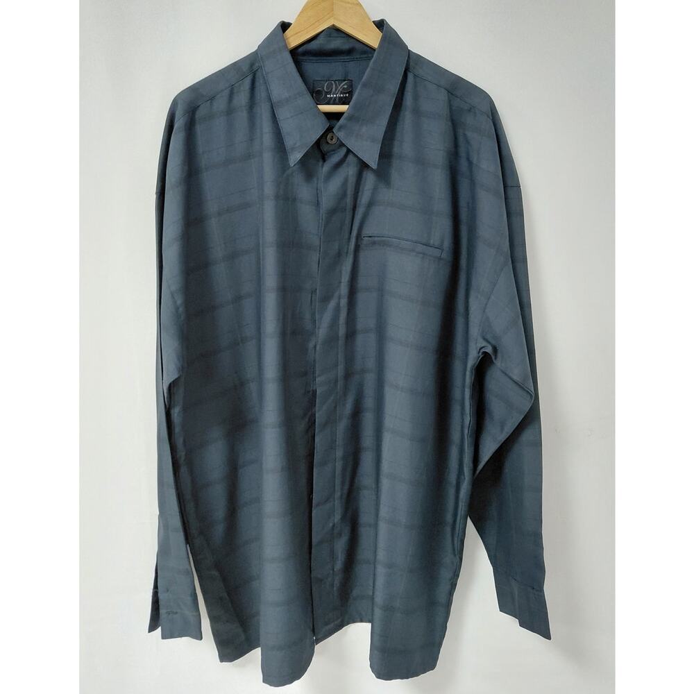 MONTIQUE Blue Plaid Button-Up Shirt Woven Long Sleeve Men Size XXL